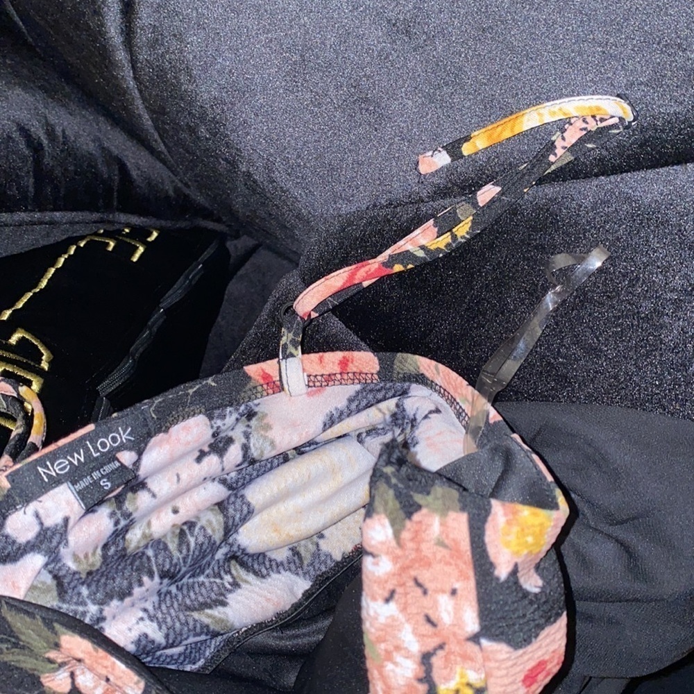 New look floral black sheer bottom sleeveless maxi  dress Sz S - Picture 10 of 14